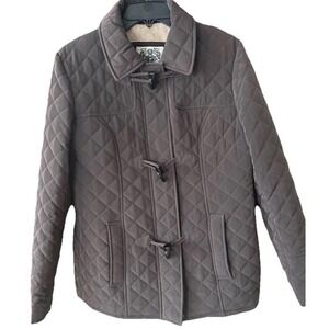 Vintage Esprit Jacket L Diamond Quilted Chocolate Brown Large Horn Shape Buttons